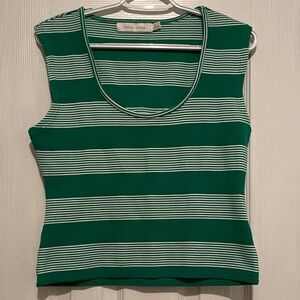 Bishop + Young Green and White Striped Tank Top